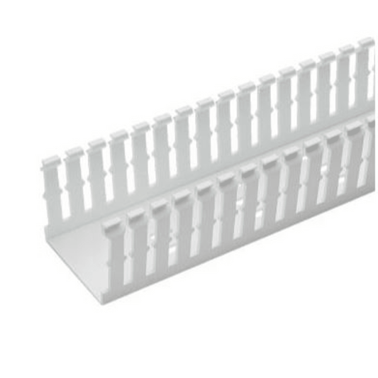 F2X4WH6 - Canaleta Ranurada de PVC Sin Tapa, Tipo F, 57.2 mm de Ancho, 104.1 mm de Alto y 1.8 m de Largo, Color Blanco
