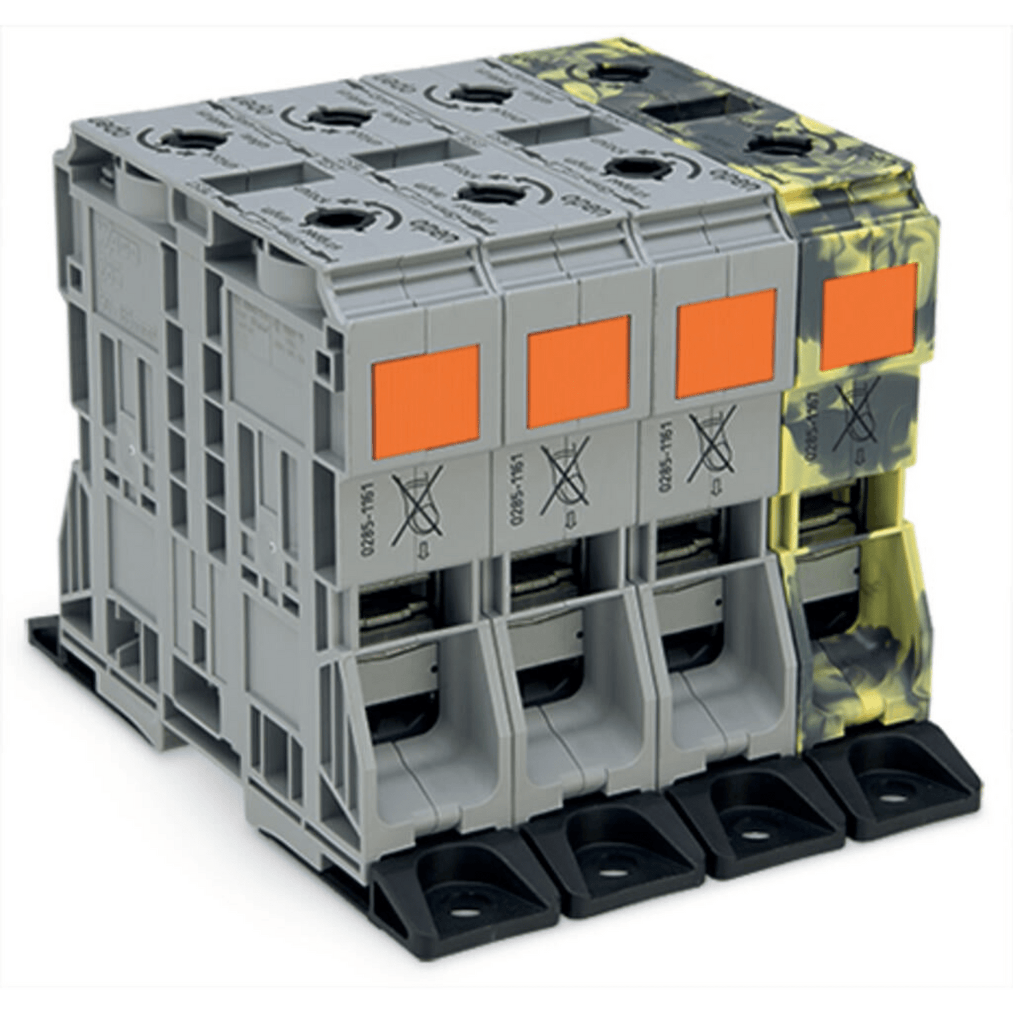 285-1165 - Juego de Bornes Trifásicos, POWER CAGE CLAMP, 10 Puntos de Conexión, 4 Potenciales, Sección 50-185 mm², Multicolor, Con Bridas de Fijación