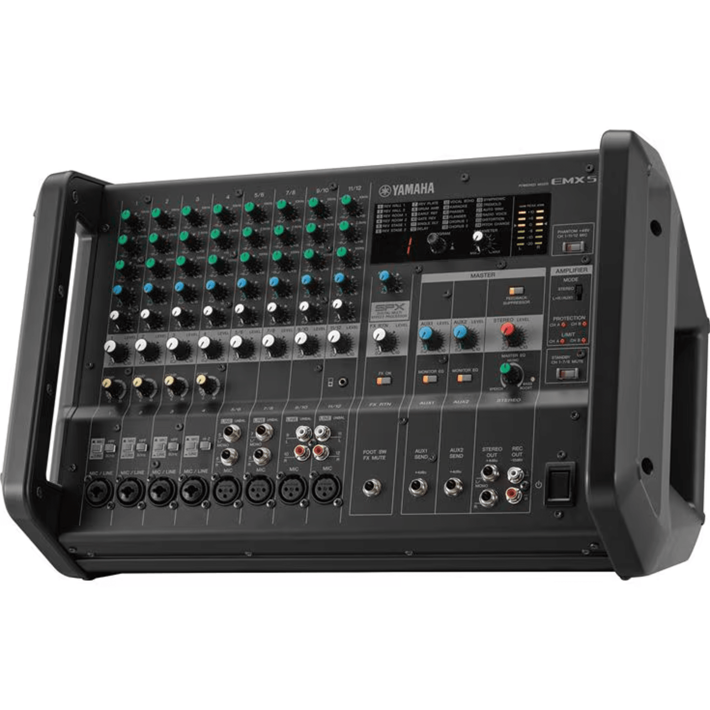 EMX5 - Mezcladora de Audio Amplificada | 12 Canales | Amplificador de Alta Eficiencia 2x630W | Efectos Integrados | 4/8 Ohms