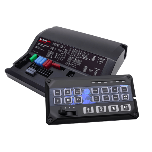 SP204RV2 - Sirena Vehicular de 200W de Potencia, Programable, Con Controlador de Panel Deslizante de 19 botones, indicador de flecha de tráfico de 6 LED, 12 Salidas Auxiliares