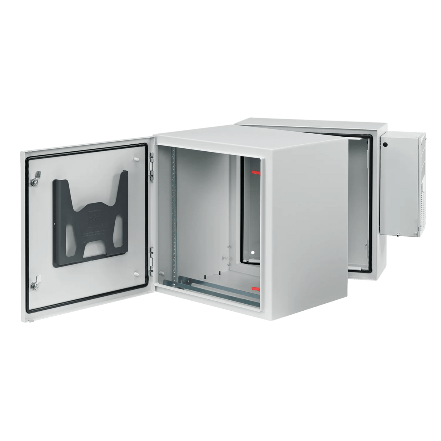 PTHS362430G4A - Gabinete Industrial ProTek de Puerta Sólida, Con Aire Acondicionado de 4000 BTU, Protección NEMA Tipo 4/12; IP66; IK10, Abatible, Fabricado en Acero, 19 UR, Color Gris Claro