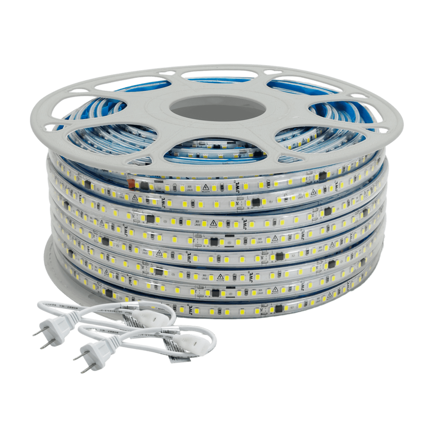 JLML-2835-07B - Manguera LED Luminosa Blanca de Resina Transparente y Flexible / Para uso Interior o Exterior / Carrete de 50 m/ 110V CA  4.2 A/ 500 W Potencia / T.C.C. 6500 K.