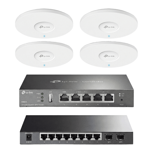KIT-M2-OMADA - Kit de Iniciación en redes OMADA / 1 Router / 1 Switch TL-SG2210P / 4 Punto de Acceso EAP613