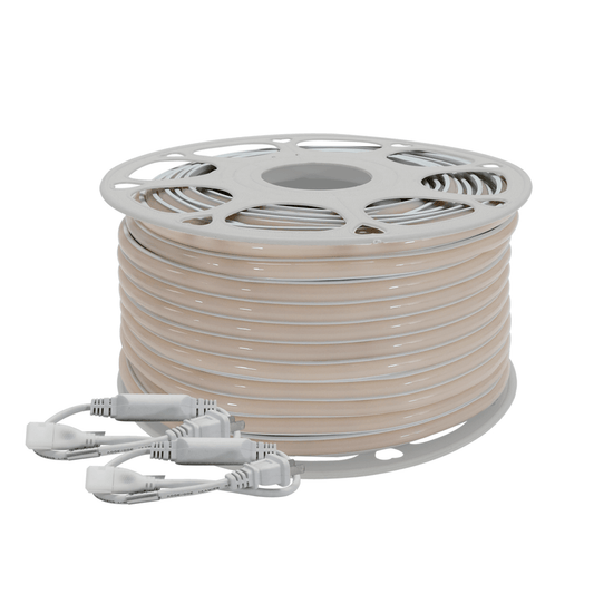 JLML-2835-08 - Manguera LED Luminosa Blanca de Resina Transparente y Flexible / Para uso Interior o Exterior / Carrete de 50 m/ 110V CA  4.2 A/ 500 W Potencia / T.C.C. 6500 K.