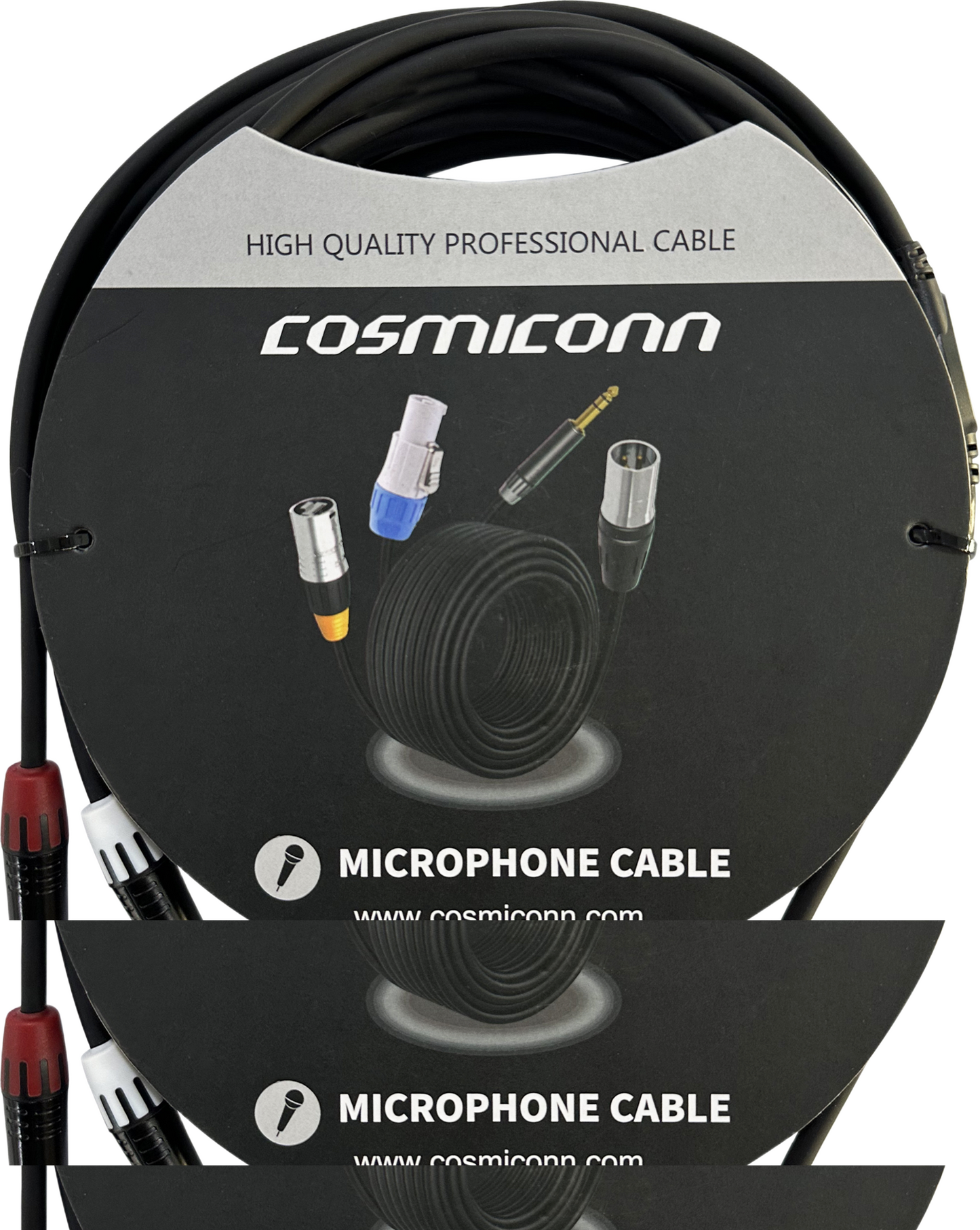 CMC220AS-TP-2RM-5-YBG1 - Cable 3.5mm a 2 RCA, conectores negros, con diferenciador de blanco y rojo en RCA MT380-RD - MT380-WH - MTP3C-BG, length 5m