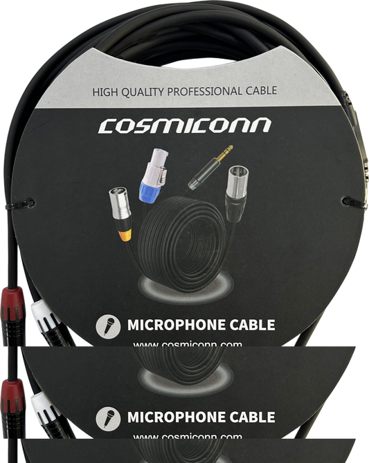 CMC220AS-TP-2RM-5-YBG1 - Cable 3.5mm a 2 RCA, conectores negros, con diferenciador de blanco y rojo en RCA MT380-RD - MT380-WH - MTP3C-BG, length 5m