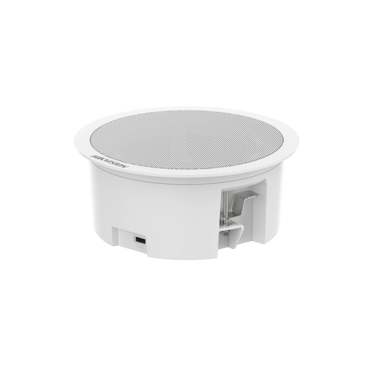 DS-QAZ1203G1-BE - Bocina (Altavoz) IP con Bluetooth | Montaje en Plafón | 3 Watts | PoE+ | Biblioteca de Audios Pregrabados | Entrada de alarma | Hik-Connect / HikCentral Profesional | Compatible con Bocinas secundarias