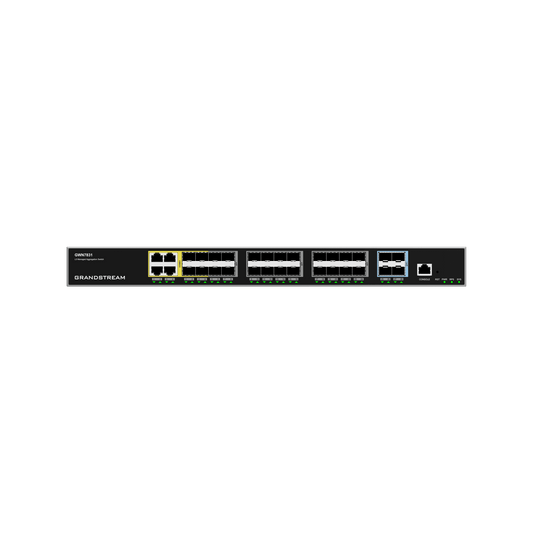 GWN7831 - Switch de Agregación Capa 3 / 4 Puertos Gigabit Ethernet / 24 Puertos Gigabit SFP / 4 Puertos 10Gigabit SFP+ / QoS Integrada / Soporte IPv6 e IPv4 / Seguridad Avanzada / Stacking /