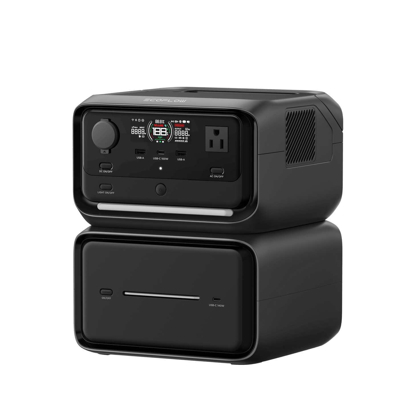 EFR3MAXPL - EcoFlow River 3 | Estación de Energía Portátil 858Wh Litio LFP / 2 AC 300 W (Max. 550W) / 1 USB-C 100W / 2 USB -A 12W / Cargador de Coche 8A a 12 o 24V / Conectividad WiFi y Bluetooth (App) / Carga Solar 110W Max.