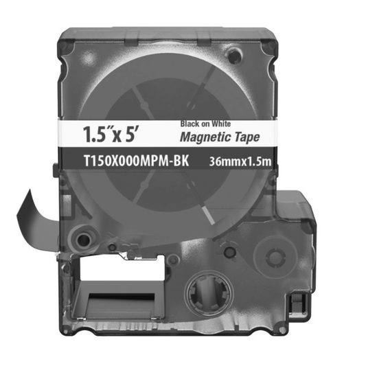 T150X000MPM-BK - Casete de Etiquetas Magn�ticas de Cinta Continua, Color Blanco Sobre Negro, Uso Interior, 36 mm (1.42 pulgadas) de Ancho x 1.5 Metros (4.92 pies) de Largo