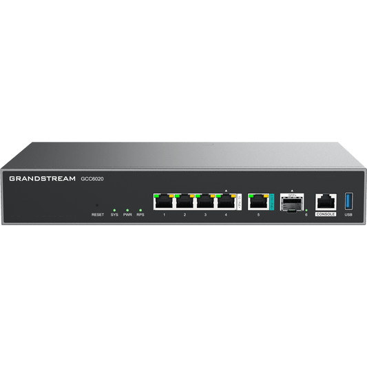 GCC6020 - Dispositivo de Convergencia de Redes GCC6020 / Router VPN / Firewall de Próxima Generación / IP PBX / Switch de Red / 4 Puertos Gigabit Ethernet / 1 Puerto SFP+ 10 Gigabit / 1 Puerto 2.5 Gigabit / Administración en la Nube GDMS / Mont