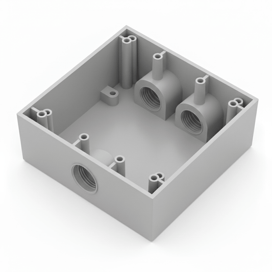 RC-0485 - Caja Condulet Cuadrada de 3/4" (19.05 mm)/ 3 Bocas (2 Arriba-1 Abajo) / A Prueba de Intemperie.