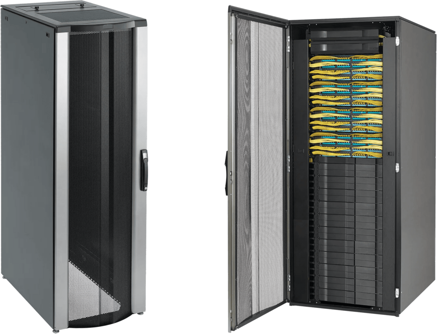 PNC20812B - Gabinete Rack ProLine ConnecTek 42 UR 2000 x 800 x 1200 mm con Capacidad 1134 kg  Acero, Color Negro Con Organizadores Laterales Frontal y Traseros Incluidos