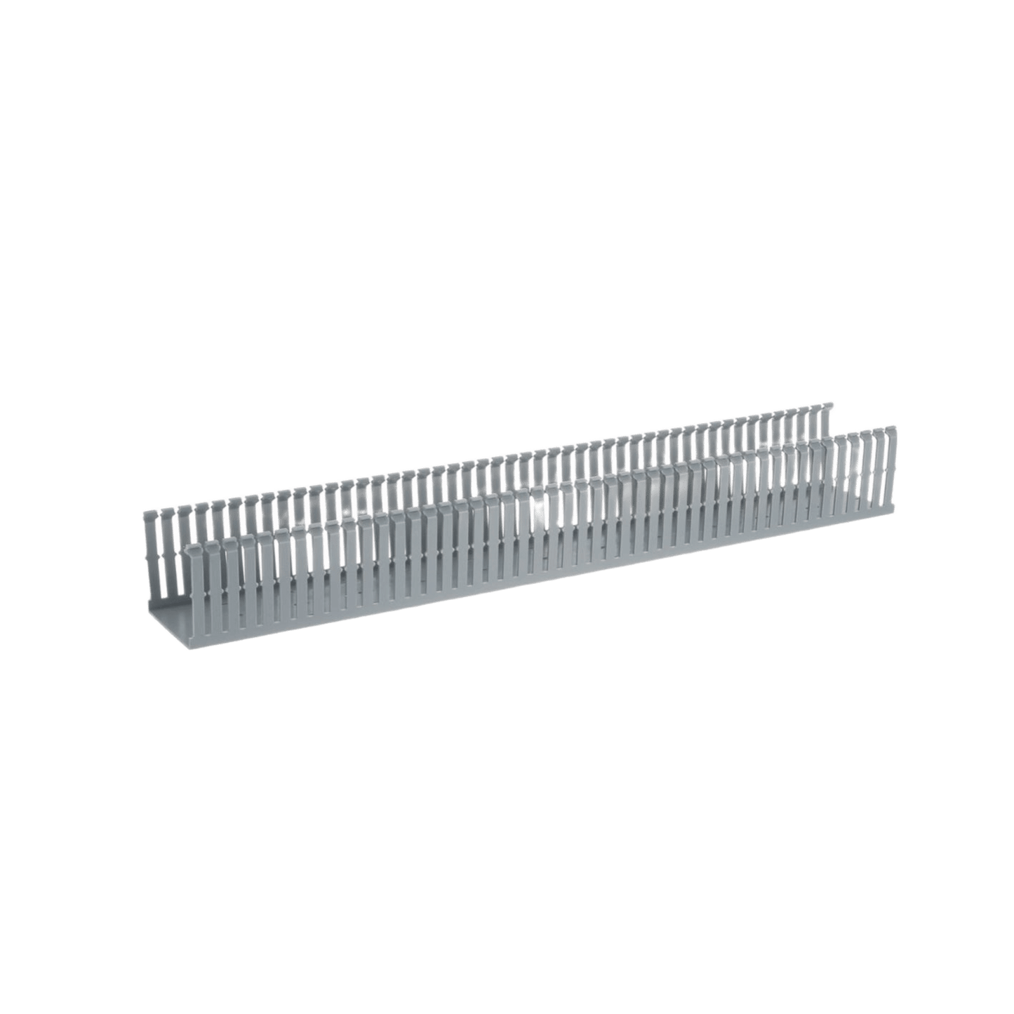 FC3X4LG2 - Canaleta Ranurada de PVC con Tapa, Tipo F, 82.6 mm de Ancho, 79.2 mm de Alto y 2 m de Largo, Color Gris