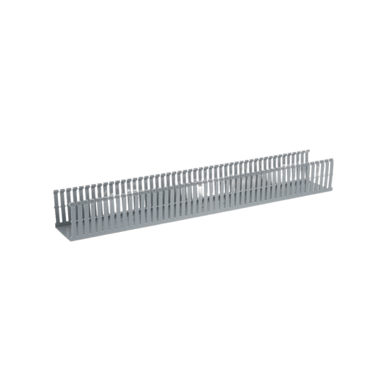 FC3X4LG2 - Canaleta Ranurada de PVC con Tapa, Tipo F, 82.6 mm de Ancho, 79.2 mm de Alto y 2 m de Largo, Color Gris