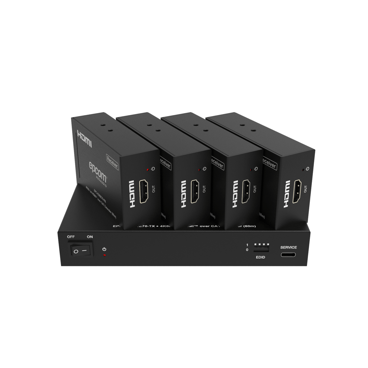 EPC-SPB14E70 - Splitter Extensor 1x4 | 4K@60Hz a 60m | 4K@30Hz a 70m | Cable Cat6 | EDID | HDCP 2.2 | Salida Loop
