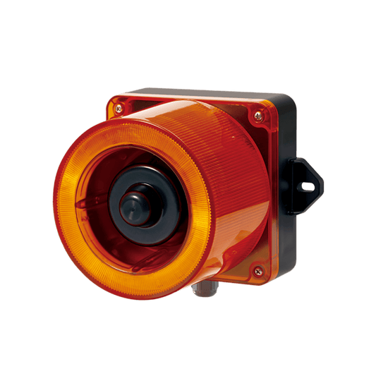 QWCD50-110240-A-LC - Combinacion de baliza LED color Ámbar y sirena electrónica de 31 tonos resistente a la intemperie de volumen máx. 123 dB a 110-240 VCA