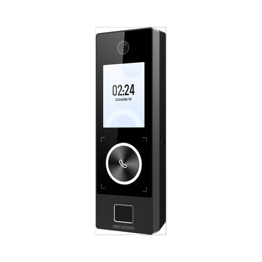 DS-K1T323MBFWX-E1 - Terminal Facial Min Moe WiFi & PoE con Botón de Llamada y LECTOR DE HUELLA / Exterior IP65 / Tarjetas Virtuales Bluetooth con HikConnect Teams / 1000 Rostros y 3,000 Huellas / HIK-IA