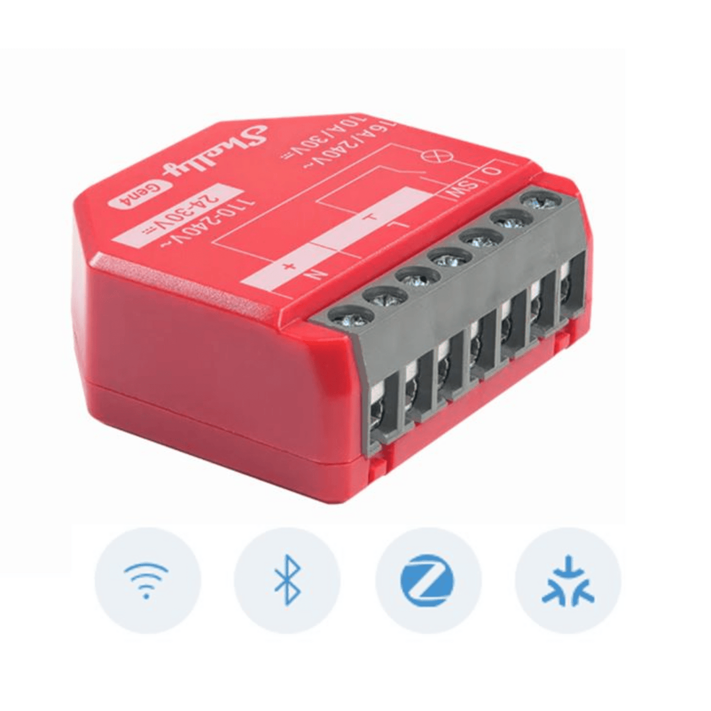 SHELLY1PMGEN4 - Relevador inalámbrico inteligente 16A, 110-240 V / medición de consumo / compatible con asistente de voz Alexa, Google Home / Wifi 2.4
