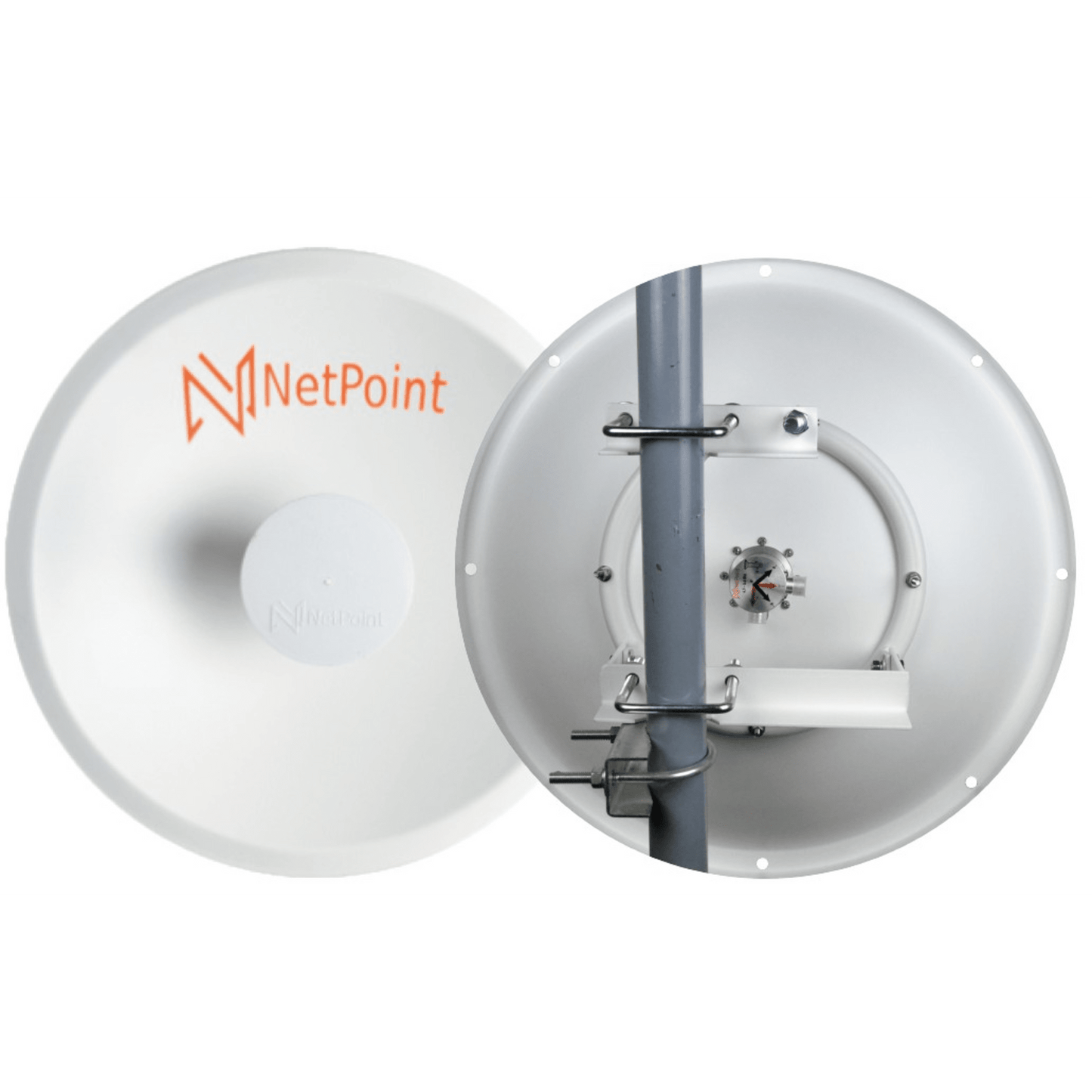 NPPROUW - Doble Antena Direccional de alto rendimiento / diámetro  de 39.6 cm / 4.9-7.2 GHz / Ganancia 27 dBi / SLANT de 45 ° y 90 °  / Conector N-Hembra / Montaje, jumpers y radomo incluidos.