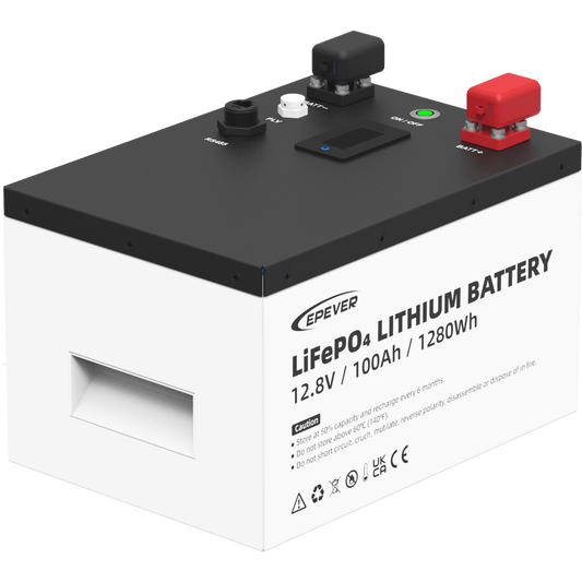LFP100EP128V2 - Batería de Litio LiFePO4 12.8Vcc, 100Ah, 1.28KwH, Pantalla LCD para Monitoreo Local, Carcasa Metálica